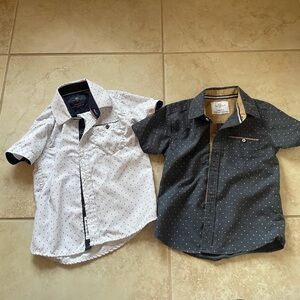 Kids' Polka Dot Button-Down Shirts - White and Black